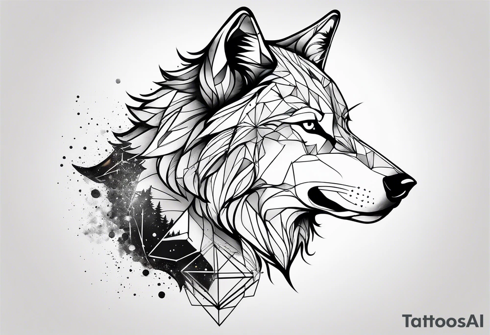 Constellation, animal wolf snow , géométric tattoo idea