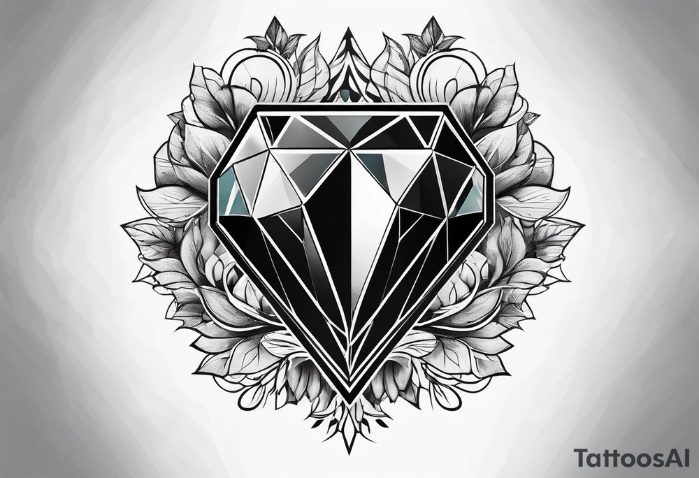 black hexagon diamond heart tattoo idea