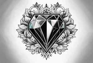 black hexagon diamond heart tattoo idea