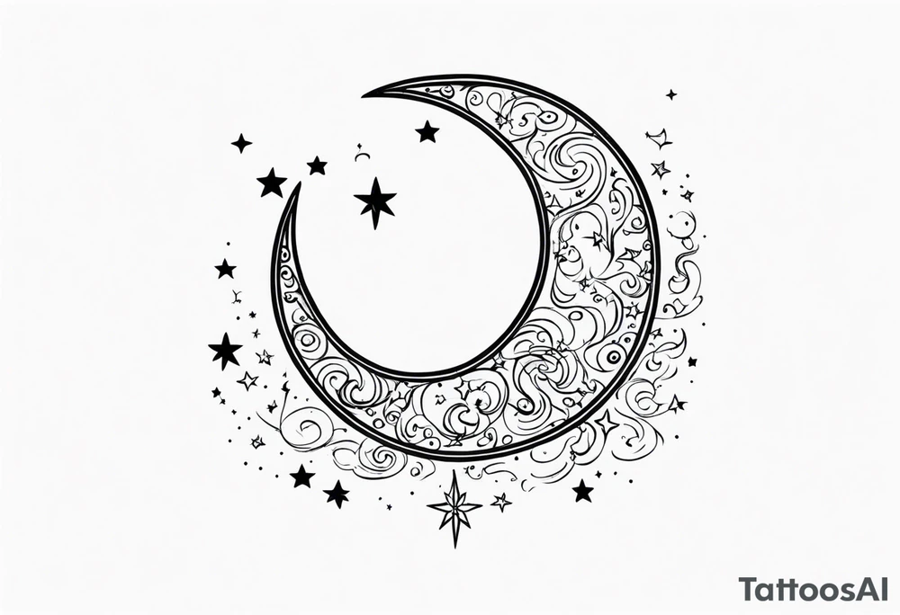 Crescent Moon & Stars tattoo idea