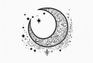 Crescent Moon & Stars tattoo idea