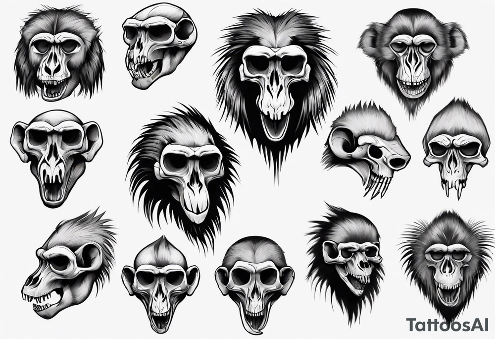 baboon skull tattoo idea