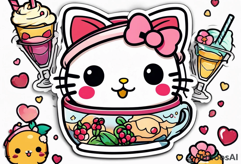 super cute anime boba tea sanrio tattoo idea