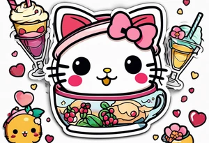 super cute anime boba tea sanrio tattoo idea