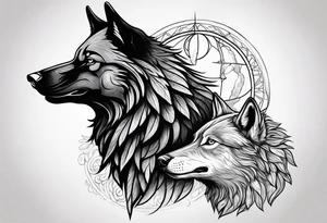 a wolf with a Raven tattoo idea