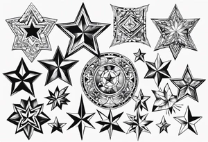 Variety of stars flash sheet tattoo idea