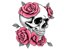 Skull with roses tattoo idea