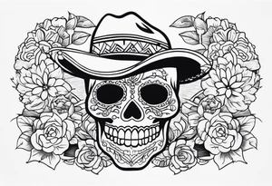 Mexican culture that converts to Japanese culture in a sleeve format tattoo idea