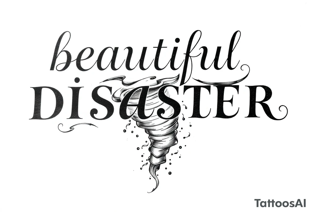 beautiful disaster with tornado with wind and eyes with tears tattoo idea