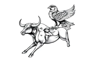 A bull and a falcon  with ancient Egyptian mythology, as ruled by Venus in western zodiac tattoo idea