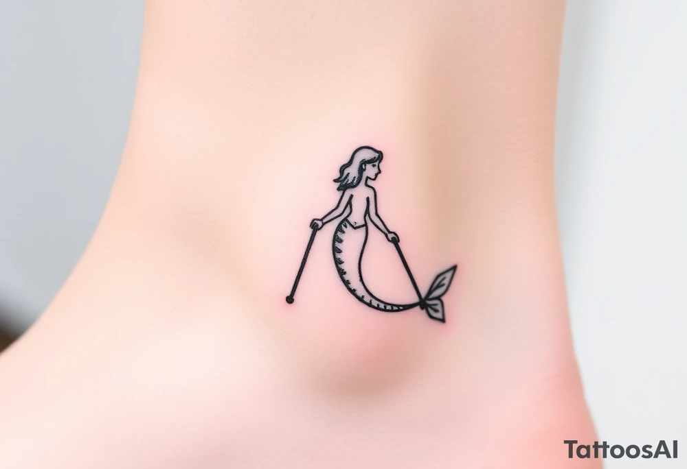 Mermaid with crutches tail tattoo idea