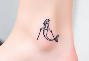 Mermaid with crutches tail tattoo idea