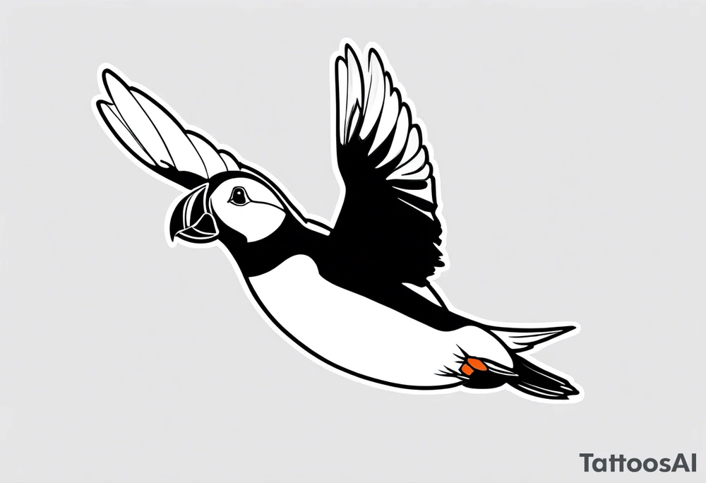 a flying puffin
- (mostly black coloured) forarm Tattoo tattoo idea a flying puffin
- (mostly black coloured) forarm Tattoo tattoo idea
