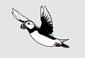 a flying puffin 
 - (mostly black coloured) forarm Tattoo tattoo idea