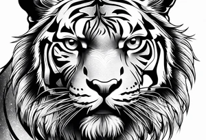 Tiger with owl eyes fighting tattoo idea