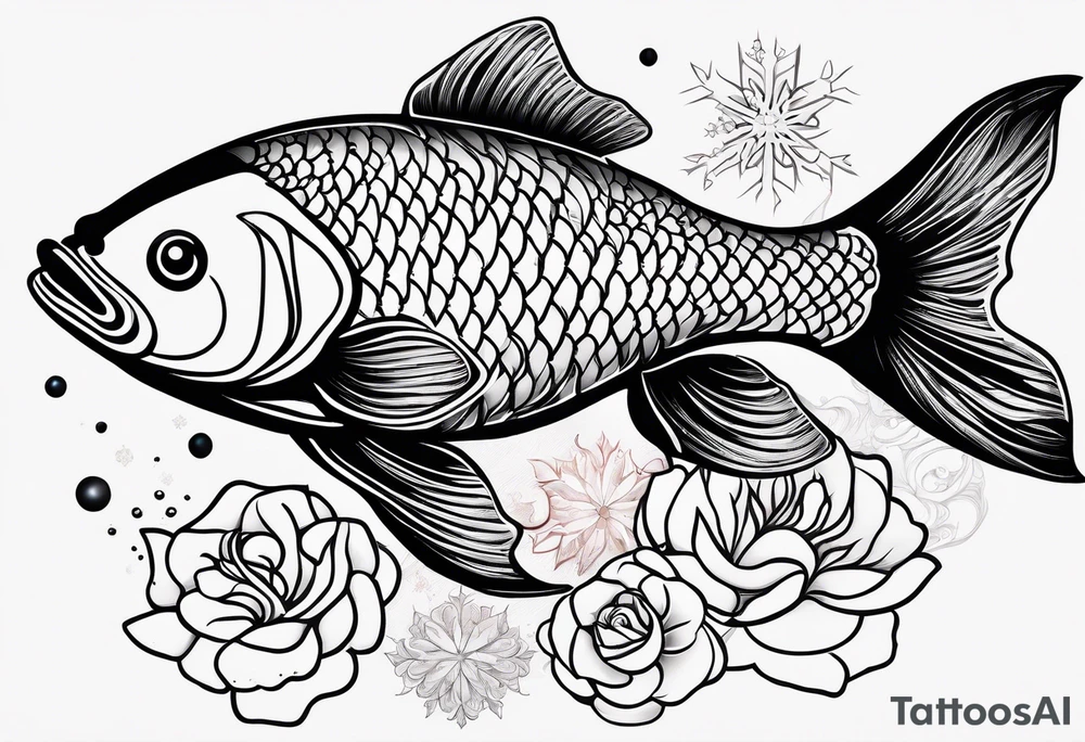 Constellation, animal fish koi carp, snowflake tattoo idea