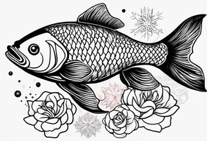 Constellation, animal fish koi carp, snowflake tattoo idea