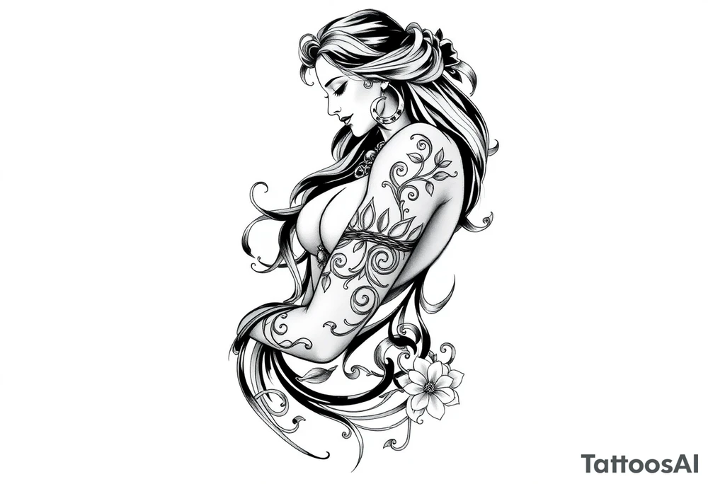 A half Sexy unique Aquarius goddess sleeve tattoo tattoo idea