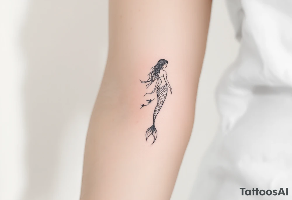 mermaid and fairy small tattoo idea