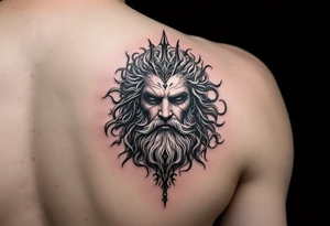 Neptune with trident tattoo idea