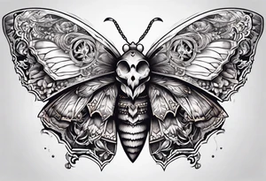 Moth with skull on its back and symmetrical wings tattoo idea