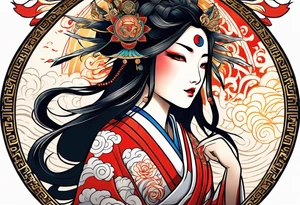 Japanese sun goddess Amaterasu tattoo idea