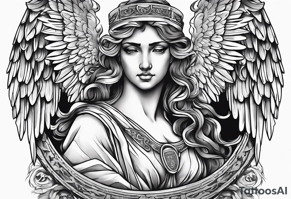 Roman angel with cash tattoo idea