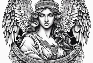 Roman angel with cash tattoo idea