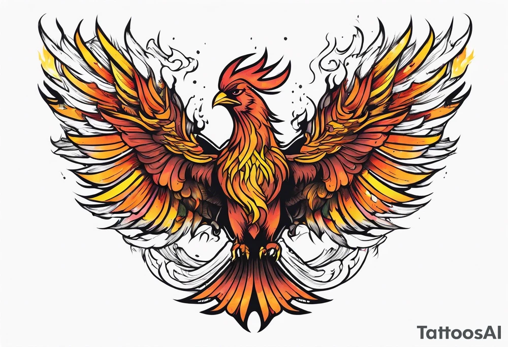 Phoenix riding from the ashes tattoo idea