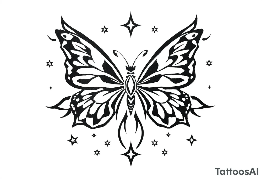 Butterfly’s and stars tattoo idea