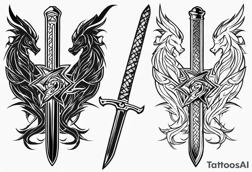 Valhalla  dragon sword symbol tattoo idea