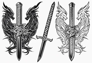Valhalla  dragon sword symbol tattoo idea