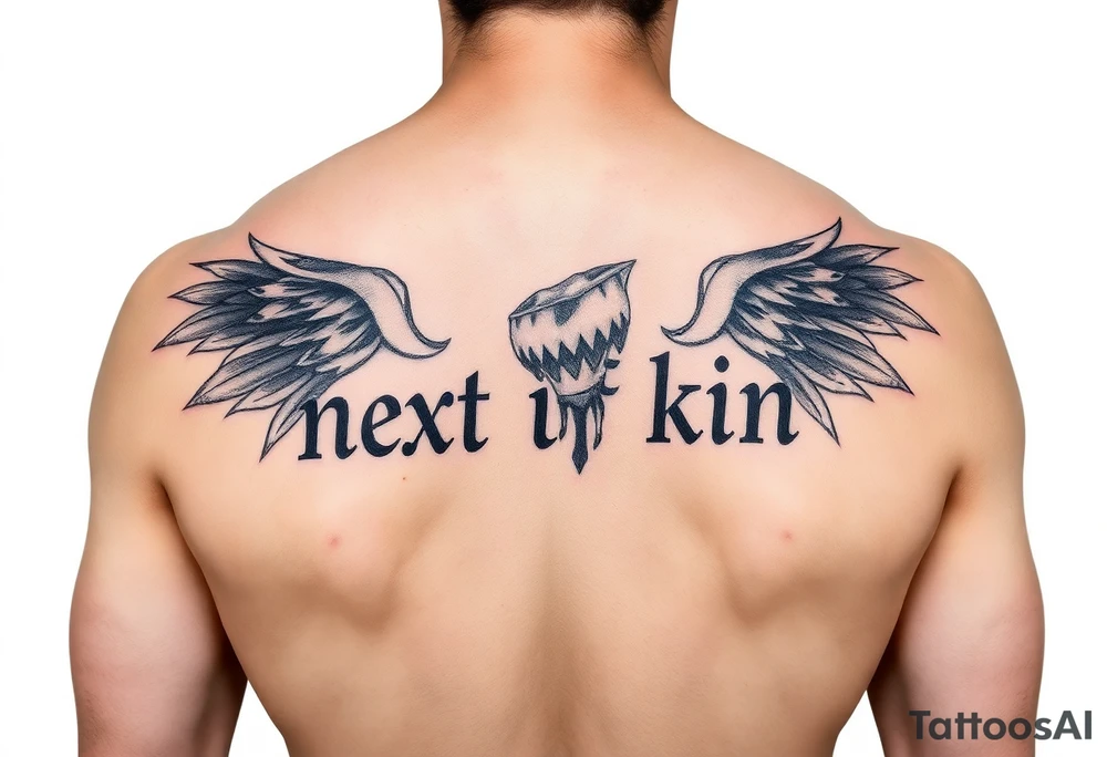 Create a shirt have it say “next of kin” with a embossed look tattoo idea