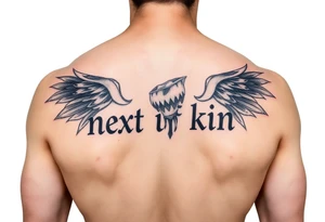 Create a shirt have it say “next of kin” with a embossed look tattoo idea