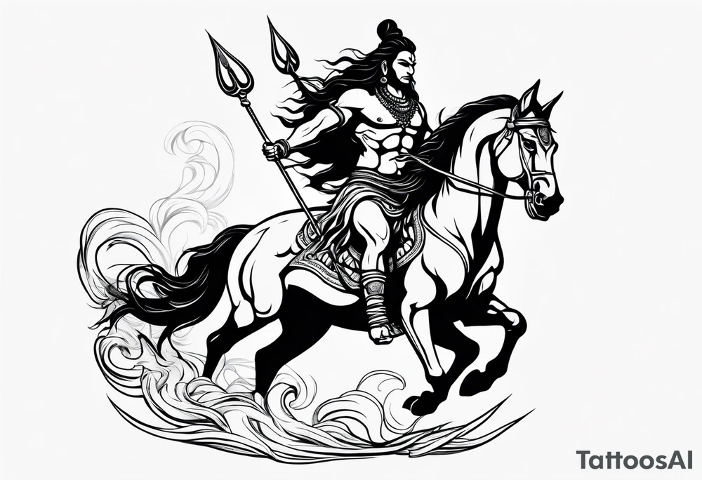 Lord shiva riding a horse angry tattoo idea