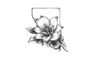 State or louisiana with magnolia flower in tooled leather tattoo idea