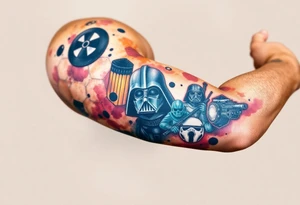starwars characters and symbols inside honey combs tattoo idea