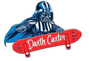 Darth Vader skateboarding >
blue & red
skateboard say "Darth Carter"
12/29/88-01/06/24 tattoo idea