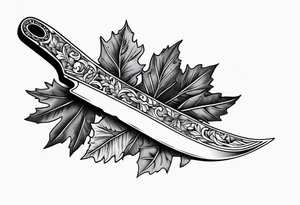 a straight razor lies in oak leaves tattoo idea