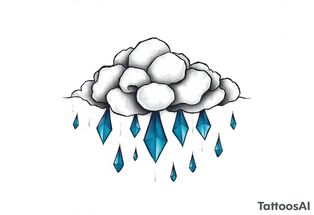 blue rain drops with cloud tattoo idea