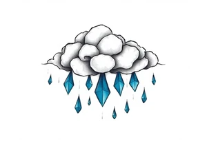 blue rain drops with cloud tattoo idea