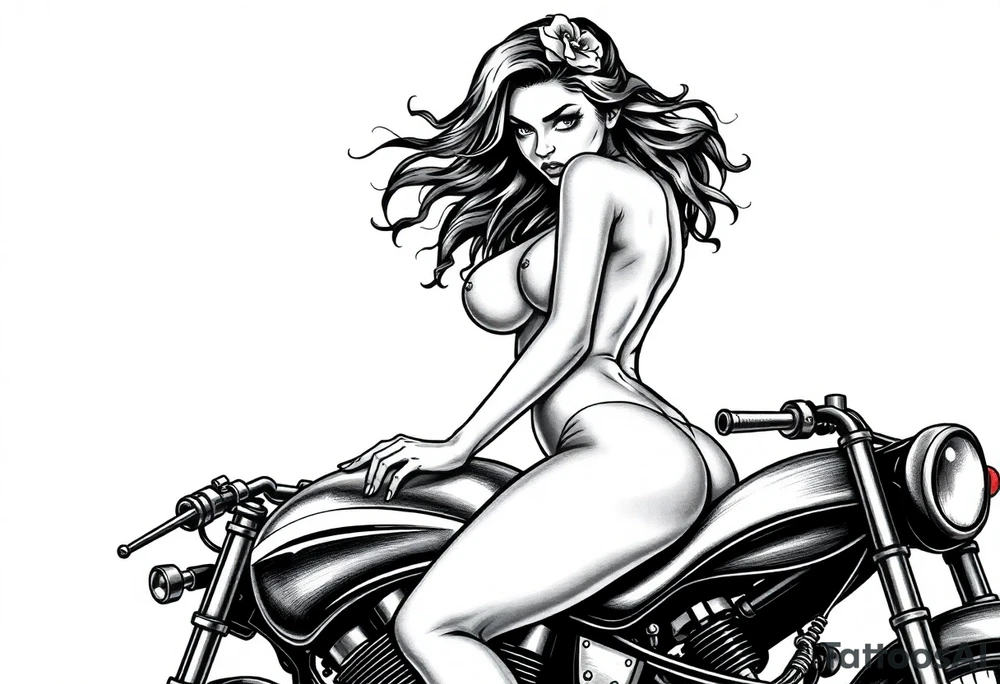naked girl on motorcycle, slut, angry tattoo idea