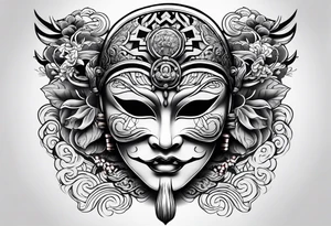 Japanese mask tattoo idea