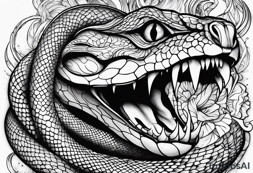 snake biting vein tattoo idea