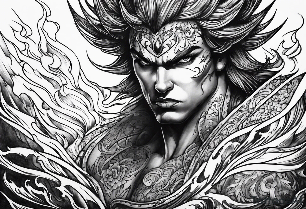 shadow in flames, angry tattoo idea