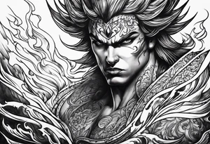 shadow in flames, angry tattoo idea
