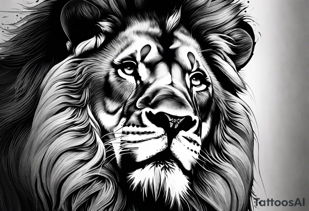 powerful majestic lion, close-up tattoo idea