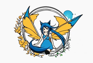 A fairy with a tail that is the fairy in the Fairy Tail anime guild logo in the same position tattoo idea