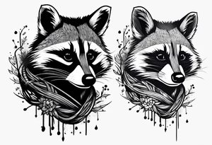 raccoon making sparks with boosting cable tattoo idea