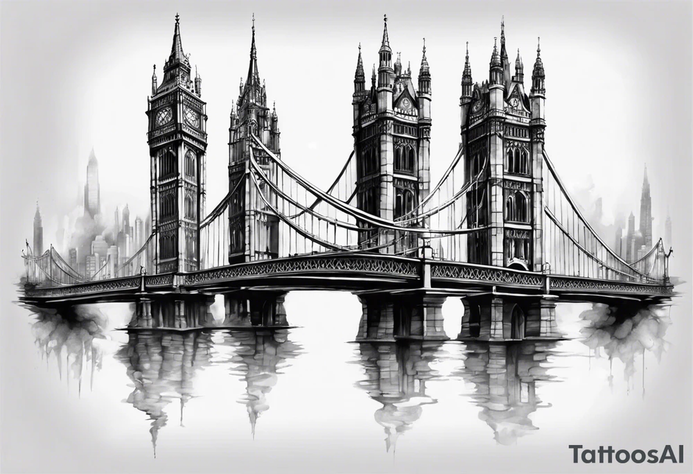 a bridge linking the top floor of two towers together tattoo idea